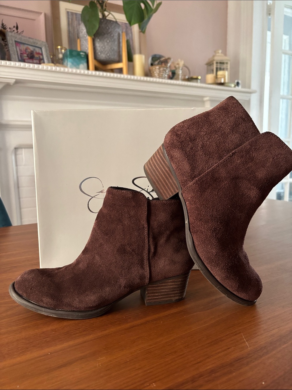 Jessica Simpson Delaine Dark Brown Suede Ankle Booties